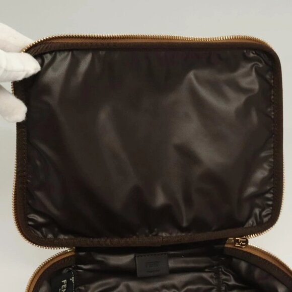 Authentic FENDI Zucca Canvas Vanity Pouch Beige Gold bst551-112825 - Picture 9 of 16